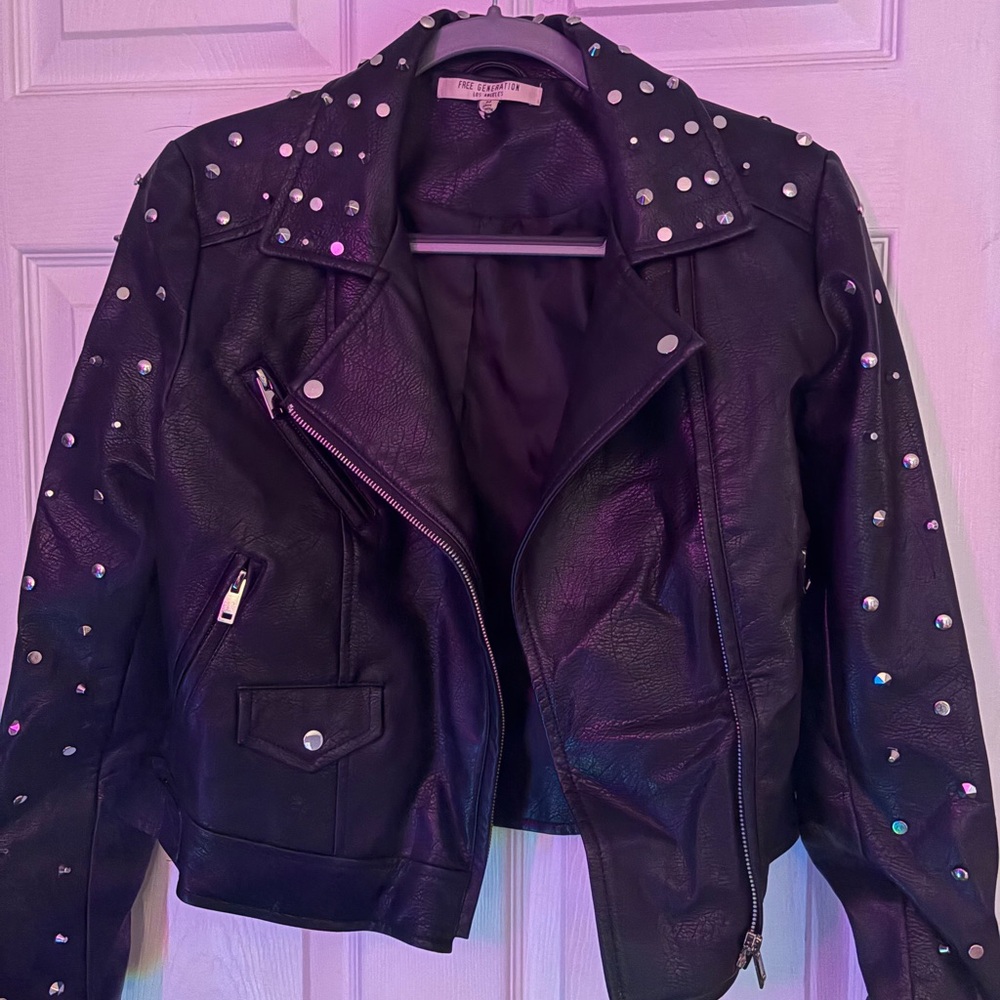 Vintage Studded Day of The Dead Black Leather Jacket